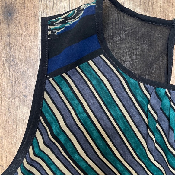 Cabi Sleeveless Blouse Leopard and chevron print Sheer size Small - Picture 6 of 7